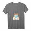 Damen Hund mit Mundschutz lustige Hundemaske Gesichtsmaske T-Shirt mit V-Ausschnitt – Trendiges Tierliebhaber-Modeaccessoire