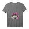Damen Igel-Bewusstsein für Brustkrebs mit rosa Schleife T-Shirt mit V-Ausschnitt – Unterstützung für Brustkrebs-Überlebende & Familie