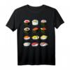 Sushi T-Shirt mit Sushi Arten Übersicht – Perfektes Geschenk für Sushi Fans, Damen, Herren & Kinder