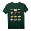 Sushi T-Shirt mit Sushi Arten Übersicht – Perfektes Geschenk für Sushi Fans, Damen, Herren & Kinder