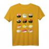 Sushi T-Shirt mit Sushi Arten Übersicht – Perfektes Geschenk für Sushi Fans, Damen, Herren & Kinder
