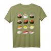 Sushi T-Shirt mit Sushi Arten Übersicht – Perfektes Geschenk für Sushi Fans, Damen, Herren & Kinder