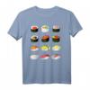 Sushi T-Shirt mit Sushi Arten Übersicht – Perfektes Geschenk für Sushi Fans, Damen, Herren & Kinder