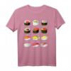 Sushi T-Shirt mit Sushi Arten Übersicht – Perfektes Geschenk für Sushi Fans, Damen, Herren & Kinder