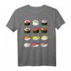 Sushi T-Shirt mit Sushi Arten Übersicht – Perfektes Geschenk für Sushi Fans, Damen, Herren & Kinder