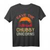 Save The Chubby Unicorns T-Shirt - Vintage Retro Sonnen Shirt mit Einhorn-Parodie, Lustiges Tiermotiv, Ideal als Geschenk im 70er/80er Stil