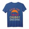 Save The Chubby Unicorns T-Shirt - Vintage Retro Sonnen Shirt mit Einhorn-Parodie, Lustiges Tiermotiv, Ideal als Geschenk im 70er/80er Stil