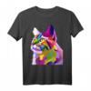 Buntes Katzenkopf T-Shirt zum HapFrog für Katzenliebhaber und Pop-Art Fans