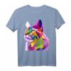 Buntes Katzenkopf T-Shirt zum HapFrog für Katzenliebhaber und Pop-Art Fans