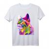Buntes Katzenkopf T-Shirt zum HapFrog für Katzenliebhaber und Pop-Art Fans