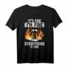It's Fine I'm Fine Everything Is Fine Black Cat T-Shirt - Lustiges Katzen Motiv für Stressgeplagte & Katzenliebhaber