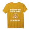 Vor Dem Ersten Kaffee ist Notwehr - Lustiges Kaffee Katzen T-Shirt für Kaffeeliebhaber und Morgenmuffel