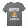 Vor Dem Ersten Kaffee ist Notwehr - Lustiges Kaffee Katzen T-Shirt für Kaffeeliebhaber und Morgenmuffel