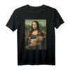 Mona Lisa mit orangefarbener Katze - Lustiges Kunstmalerei T-Shirt für Katzenliebhaber, Kunstfans und Humorvolle Geschenkideen
