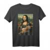 Mona Lisa mit orangefarbener Katze - Lustiges Kunstmalerei T-Shirt für Katzenliebhaber, Kunstfans und Humorvolle Geschenkideen