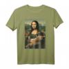 Mona Lisa mit orangefarbener Katze - Lustiges Kunstmalerei T-Shirt für Katzenliebhaber, Kunstfans und Humorvolle Geschenkideen