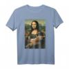 Mona Lisa mit orangefarbener Katze - Lustiges Kunstmalerei T-Shirt für Katzenliebhaber, Kunstfans und Humorvolle Geschenkideen
