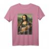 Mona Lisa mit orangefarbener Katze - Lustiges Kunstmalerei T-Shirt für Katzenliebhaber, Kunstfans und Humorvolle Geschenkideen