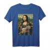 Mona Lisa mit orangefarbener Katze - Lustiges Kunstmalerei T-Shirt für Katzenliebhaber, Kunstfans und Humorvolle Geschenkideen