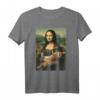 Mona Lisa mit orangefarbener Katze - Lustiges Kunstmalerei T-Shirt für Katzenliebhaber, Kunstfans und Humorvolle Geschenkideen