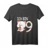 Kinder T-Shirt 'Ich bin 9' - Lustiges Geburtstagsgeschenk für Mädchen, 9 Jahre alt, mit Katze Motiv