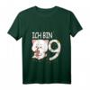 Kinder T-Shirt 'Ich bin 9' - Lustiges Geburtstagsgeschenk für Mädchen, 9 Jahre alt, mit Katze Motiv