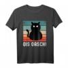 Ois Oasch Dialekt Morgengruppe Retro Schwarze Katze T-Shirt – Lustiges Katzenspruch Shirt für Katzenpapa & -mama