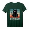 Ois Oasch Dialekt Morgengruppe Retro Schwarze Katze T-Shirt – Lustiges Katzenspruch Shirt für Katzenpapa & -mama