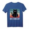 Ois Oasch Dialekt Morgengruppe Retro Schwarze Katze T-Shirt – Lustiges Katzenspruch Shirt für Katzenpapa & -mama