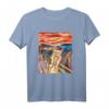Lustiges Getigerte Katze Gemälde Parodie T-Shirt - Der Schrei von Munch Humorvolles Kunst-Design für Katzen- und Kunstliebhaber