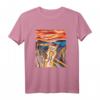 Lustiges Getigerte Katze Gemälde Parodie T-Shirt - Der Schrei von Munch Humorvolles Kunst-Design für Katzen- und Kunstliebhaber