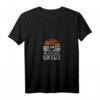 Damen Kaffee Katze T-Shirt Retro 80er Style Sonnenaufgang - Süßes Koffein-Motiv für Katzen- und Kaffee-Fans