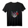 Damen Sugar Skull Totenkopf Katze Calavera T-Shirt mit V-Ausschnitt – Mexikanisches Day of the Dead & Halloween Kleidungsstück