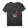 Damen Sugar Skull Totenkopf Katze Calavera T-Shirt mit V-Ausschnitt – Mexikanisches Day of the Dead & Halloween Kleidungsstück