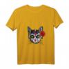 Damen Sugar Skull Totenkopf Katze Calavera T-Shirt mit V-Ausschnitt – Mexikanisches Day of the Dead & Halloween Kleidungsstück