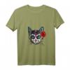 Damen Sugar Skull Totenkopf Katze Calavera T-Shirt mit V-Ausschnitt – Mexikanisches Day of the Dead & Halloween Kleidungsstück
