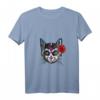 Damen Sugar Skull Totenkopf Katze Calavera T-Shirt mit V-Ausschnitt – Mexikanisches Day of the Dead & Halloween Kleidungsstück
