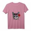 Damen Sugar Skull Totenkopf Katze Calavera T-Shirt mit V-Ausschnitt – Mexikanisches Day of the Dead & Halloween Kleidungsstück