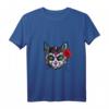Damen Sugar Skull Totenkopf Katze Calavera T-Shirt mit V-Ausschnitt – Mexikanisches Day of the Dead & Halloween Kleidungsstück