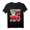 Kinder Katzen 6 Jahre Geburtstagsshirt - Süßes Katzen T-Shirt für Jungen und Mädchen zum Geburtstag & Kindergartenfeier