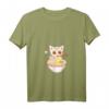 Damen Koreanische Kleidung für Teenager & Mädchen – Japanisches Ramen-Katzen T-Shirt mit V-Ausschnitt, Süßes Anime-Geschenk