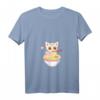 Damen Koreanische Kleidung für Teenager & Mädchen – Japanisches Ramen-Katzen T-Shirt mit V-Ausschnitt, Süßes Anime-Geschenk