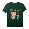 Kinder Hey ich bin 7 Jahre alt Mädchen T-Shirt mit Katze & Herzmotiv – Perfekt für den 7. Geburtstag, Schulfeier & Geburtstagsparty