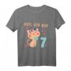 Kinder Hey ich bin 7 Jahre alt Mädchen T-Shirt mit Katze & Herzmotiv – Perfekt für den 7. Geburtstag, Schulfeier & Geburtstagsparty