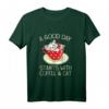 Ein Guter Tag Beginnt Mit Kaffee Und Katze T-Shirt für Katzenliebhaber, Katzenmamas und Katzenpapas – Lustiges Vintage Katzenmotiv