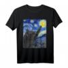 Starry Night Katze Van Gogh T-Shirt – Lustiges Kunst- und Katzenmotiv für Kunstliebhaber und Katzenfans