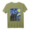 Starry Night Katze Van Gogh T-Shirt – Lustiges Kunst- und Katzenmotiv für Kunstliebhaber und Katzenfans