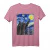 Starry Night Katze Van Gogh T-Shirt – Lustiges Kunst- und Katzenmotiv für Kunstliebhaber und Katzenfans