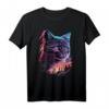 Katze Synthwave 80s T-Shirt – Retro Katzenmotiv im 80er Stil für Katzenliebhaber und Synthwave Fans