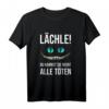 Lustiges Grinse Katze T-Shirt - Witziges Halloween & Party Outfit für Kinder und Erwachsene, Geschenkidee für Katzenfans